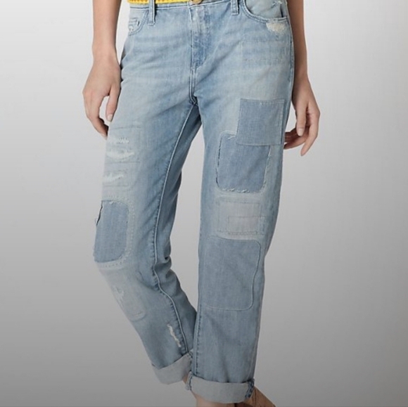 Anthropology Holding Horses boyfriend gable patches cotton distressed jeans - Picture 2 of 11